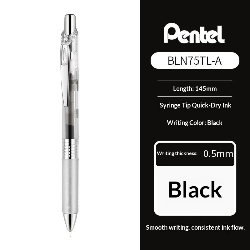 Pentel pen with packaging details on a white background