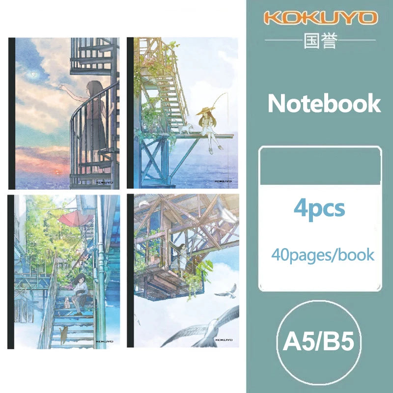 KOKUYO Notebook A5/B5 4 pcs Limited Edition Japanese motifs
