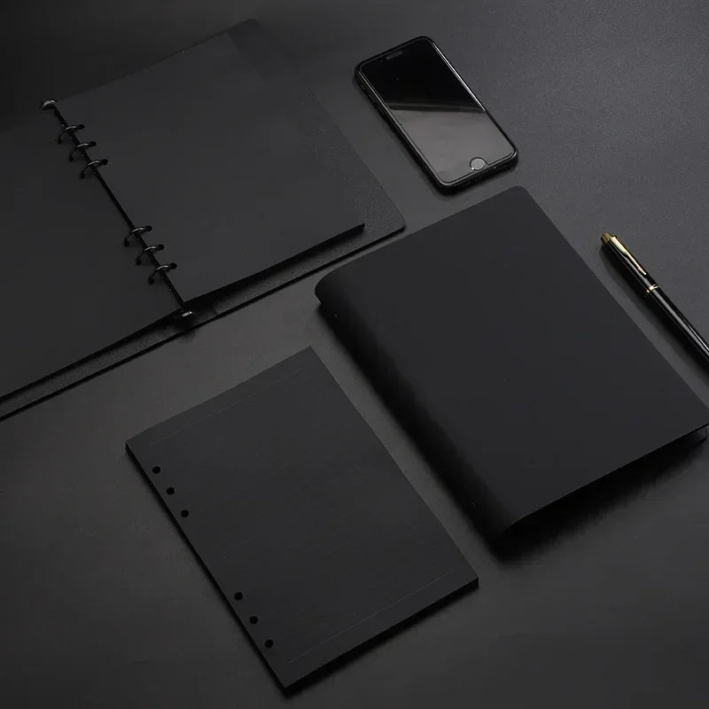 Notepad Minimalist Leather Inner Loose Black/White Paper