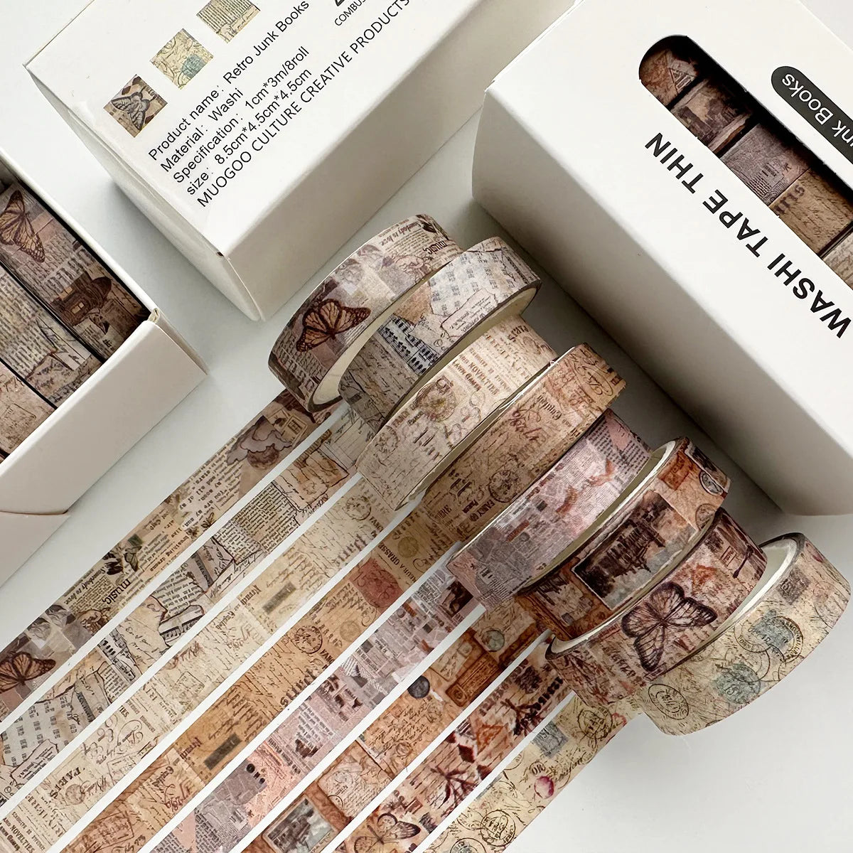 Washi Tape Skinny Retro 8 Rolls